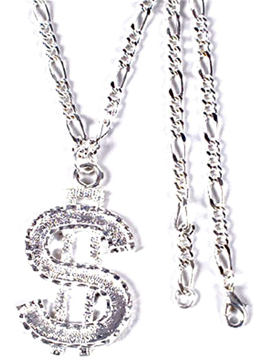 Collier Pimp Gangster en Argent avec Signe Dollar