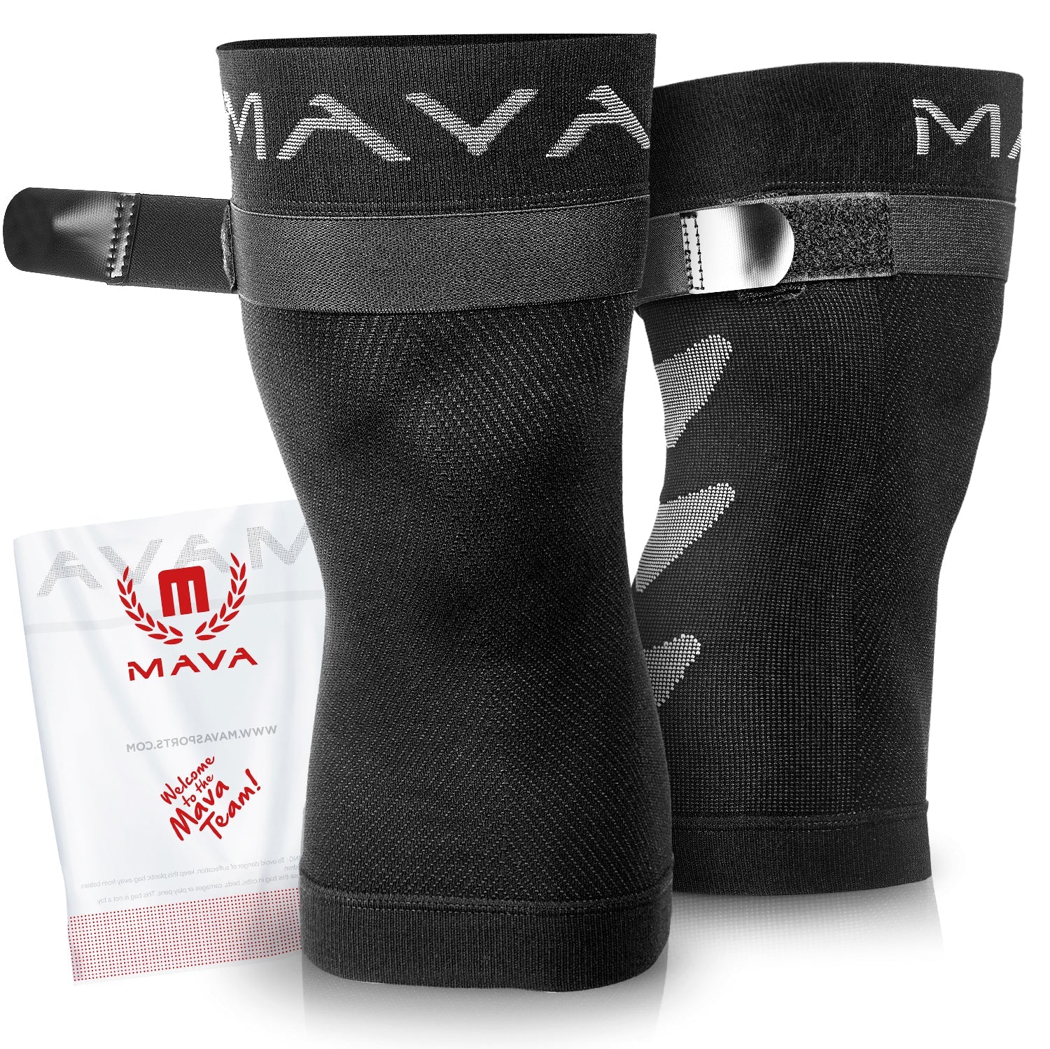 LIGHTWEIGHT KNEE SLEEVES with Adjustable Straps (Pair)-Mava Sports