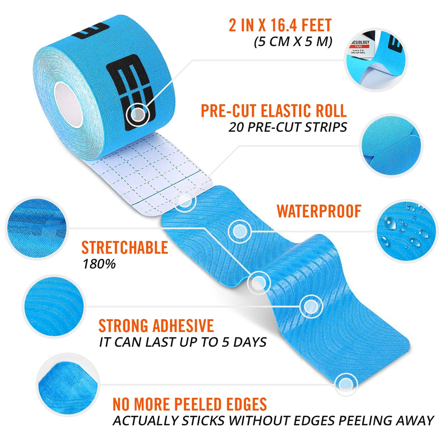 Kinesio Tape Blue - Soulagement Instantané & Performance Améliorée