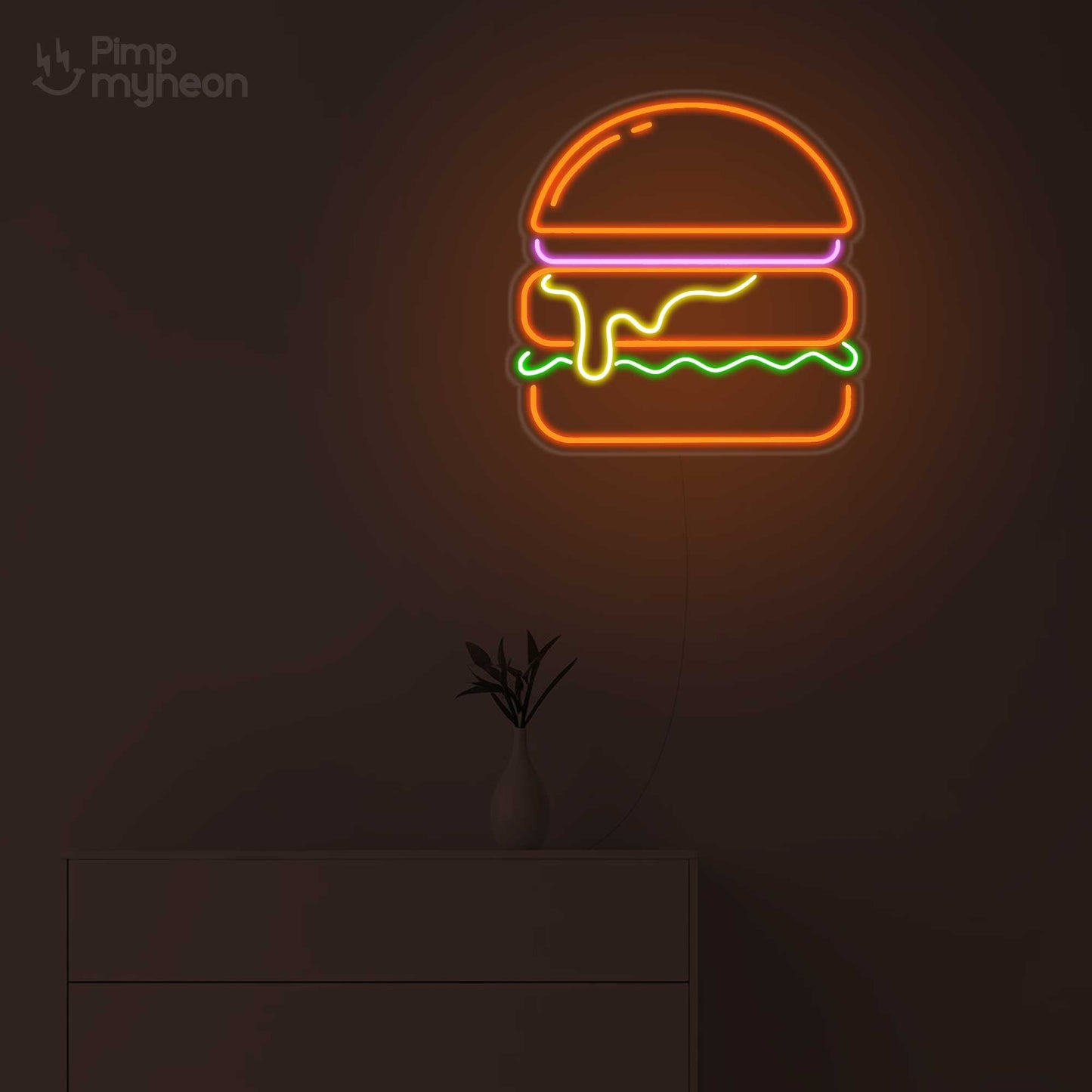 Neon Burger - Oeuvre d'Art Lumineuse pour Ambiance Rétro