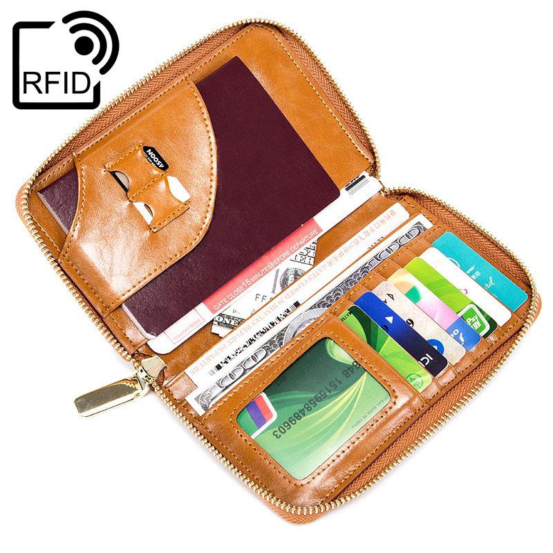 Portefeuille Passeport Vintage en Cuir avec Protection RFID