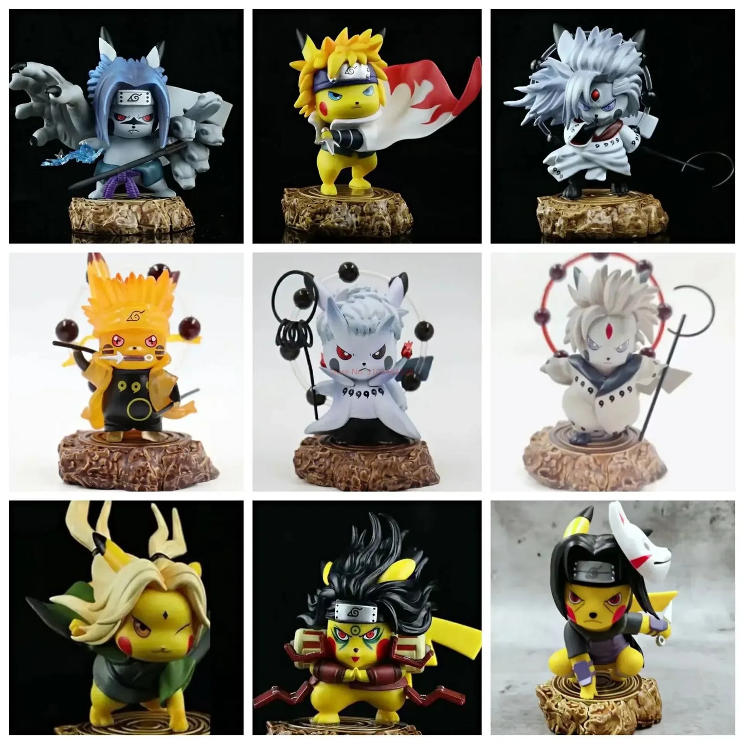 Figurines Pikachu Naruto : Obito, Madara, Kakashi & Sasuke