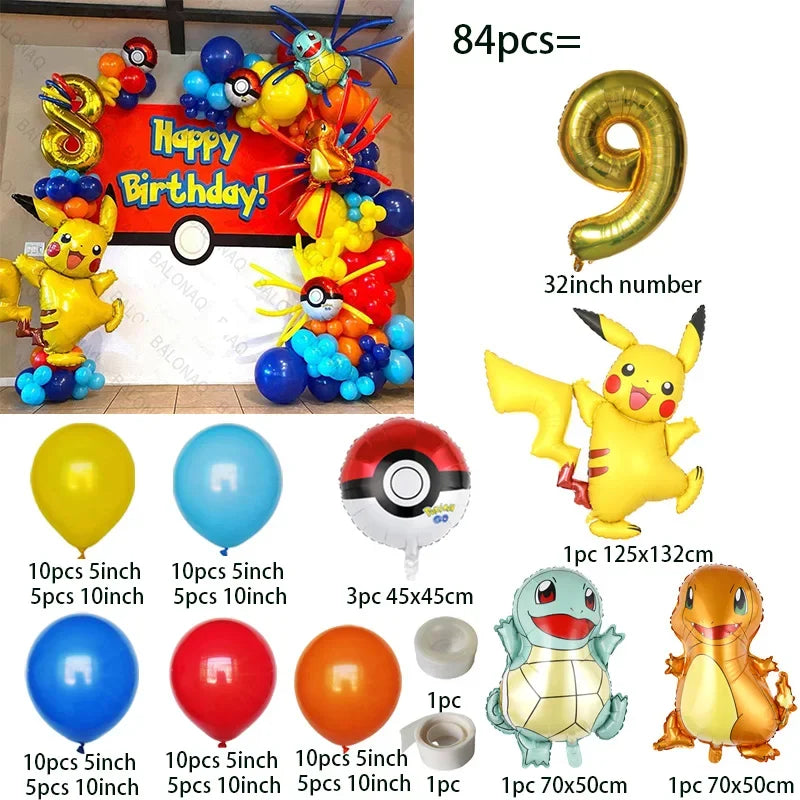 Ensemble de Décoration d'Anniversaire Pokémon - 84 Pièces Festives