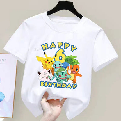 T-shirt Anniversaire Pokémon Enfants avec Année Personnalisée