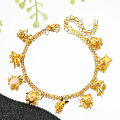 Bracelet Doré Élégant avec Pendentifs Pokémon