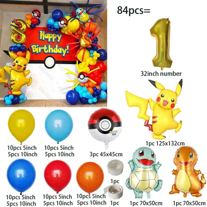 Ensemble de Décoration d'Anniversaire Pokémon - 84 Pièces Festives