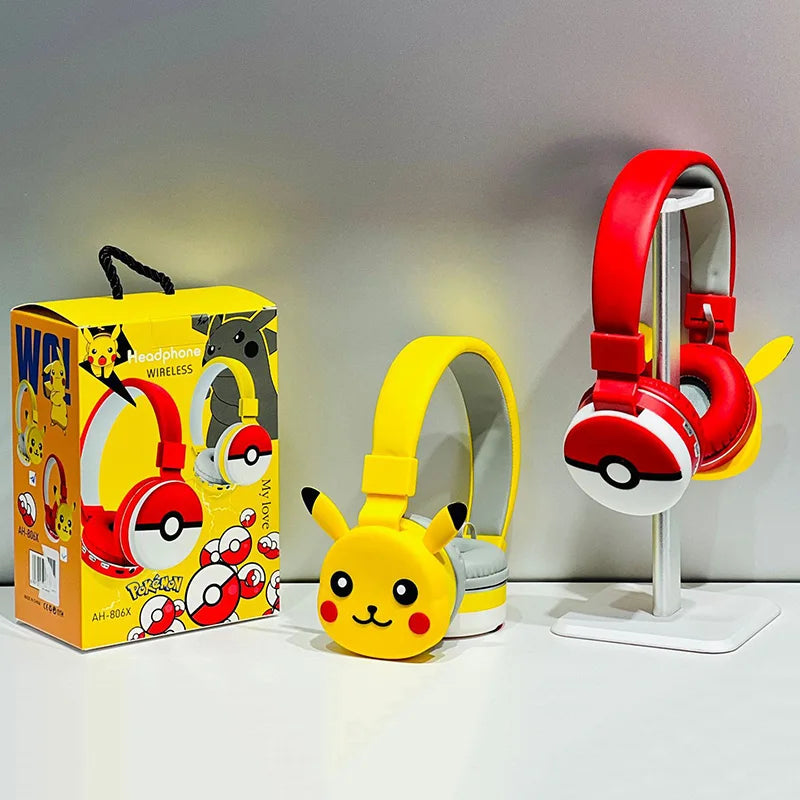 Casque Bluetooth 3D Pikachu pour Enfants - Jaune ou Rouge