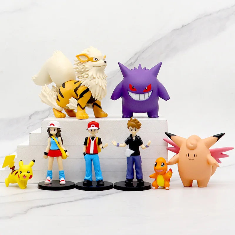 Set de 8 Figurines Pokémon : Ash, Gengar, Pikachu et Plus