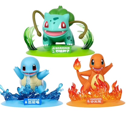 Figurines Colorées des Starter-Pokémon Glumanda, Schiggy et Bisasam (12-14 cm)