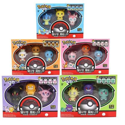 Pack de Figurines Pokémon avec Visages Interchangeables - 3 pièces