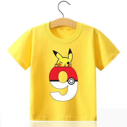 T-shirt d'anniversaire Pokémon personnalisé avec Pikachu