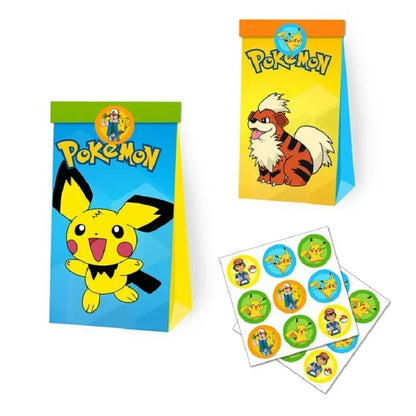 Sacs de fête Pokémon colorés - Lot de 12 pour vos célébrations