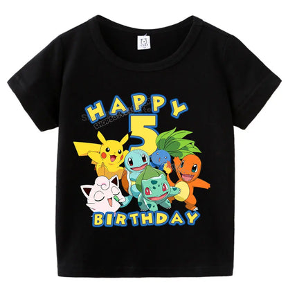 T-shirt Anniversaire Pokémon Enfants avec Année Personnalisée