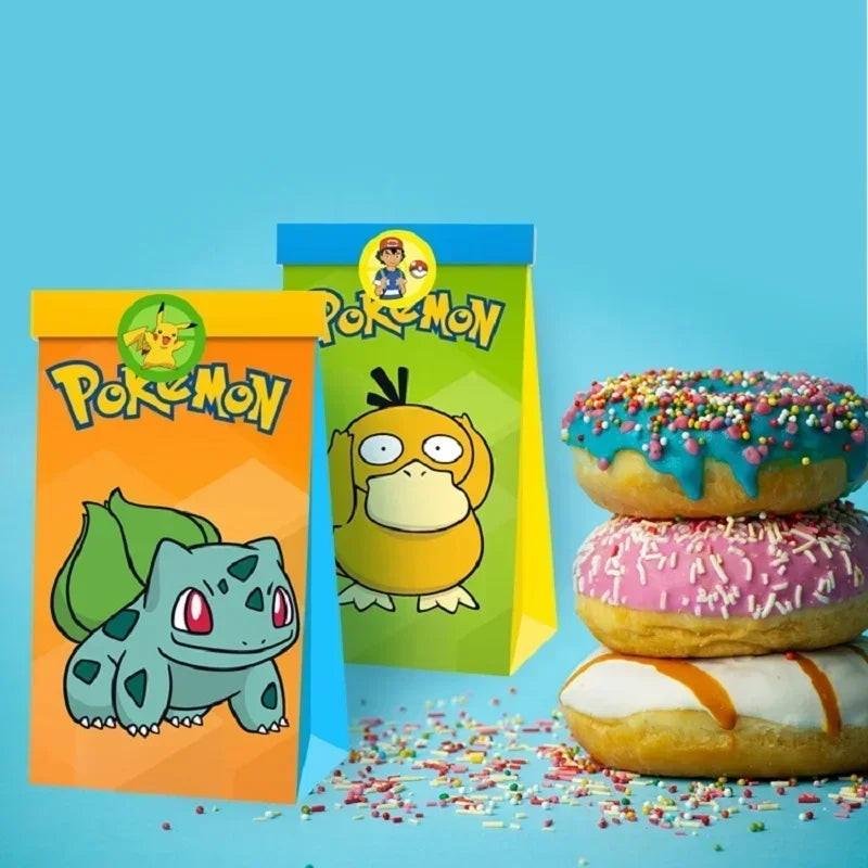 Sacs de fête Pokémon colorés - Lot de 12 pour vos célébrations