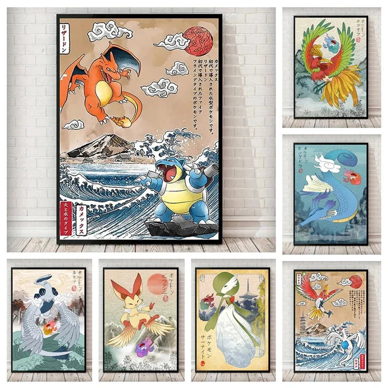 Affiche Pokémon Art Japonais – Motifs Uniques et Étonnants