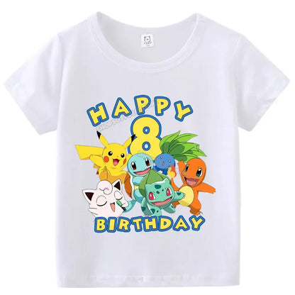 T-shirt Anniversaire Pokémon Enfants avec Année Personnalisée