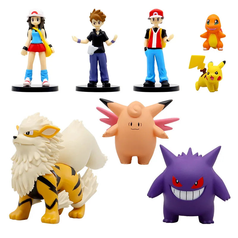 Set de 8 Figurines Pokémon : Ash, Gengar, Pikachu et Plus