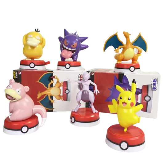 Set de Figurines Pokémon - Pikachu, Mewtu, Glurak, Enton, Gengar & Flegmon en Pokéball