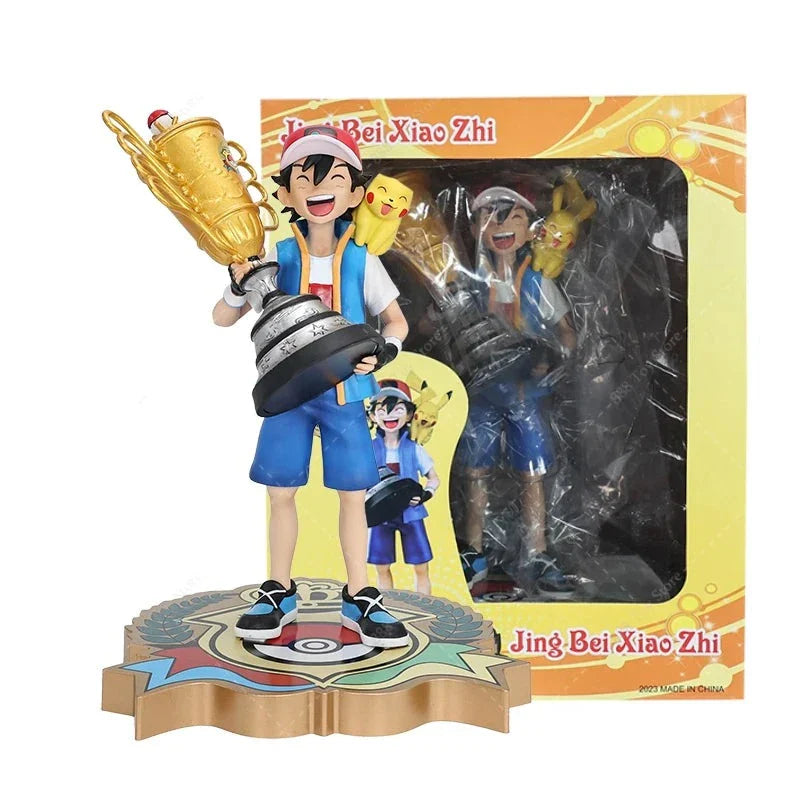 Figurine Ash Ketchum avec Trophée et Pikachu - 26 cm