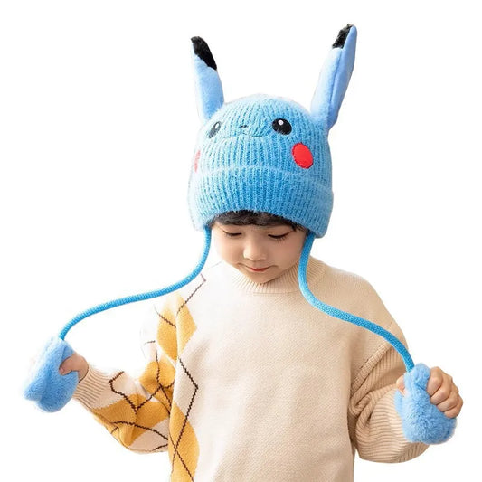 Bonnets d'hiver Pokémon avec pompons pour enfants