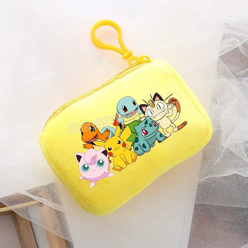 Portefeuille en peluche Pokémon pour enfants avec clip sécurisé