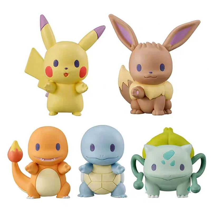 Ensemble de 5 Figurines Pokémon Iconiques : Pikachu, Evoli, Glumanda, Schiggy, Bisasam