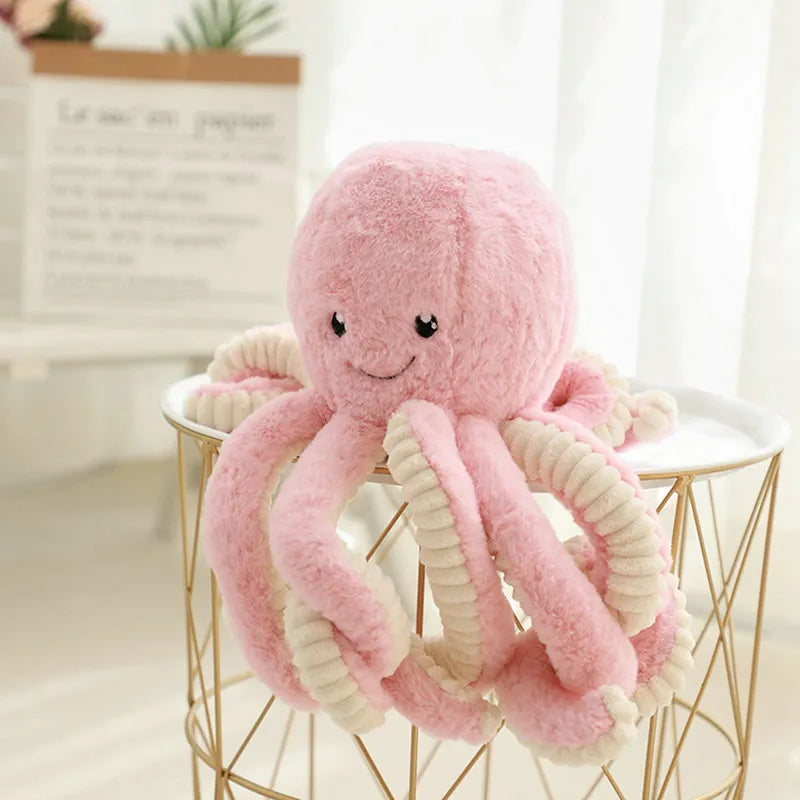 Peluche Pieuvre Rose tendre et moelleuse