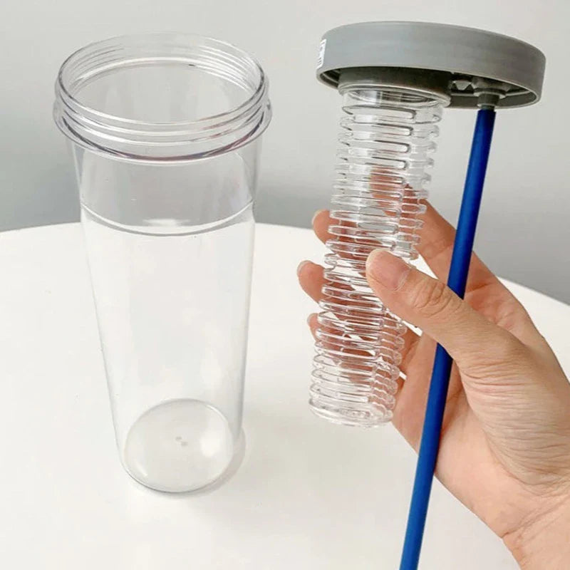 Gourde en verre design avec paille réutilisable et couvercle coloré