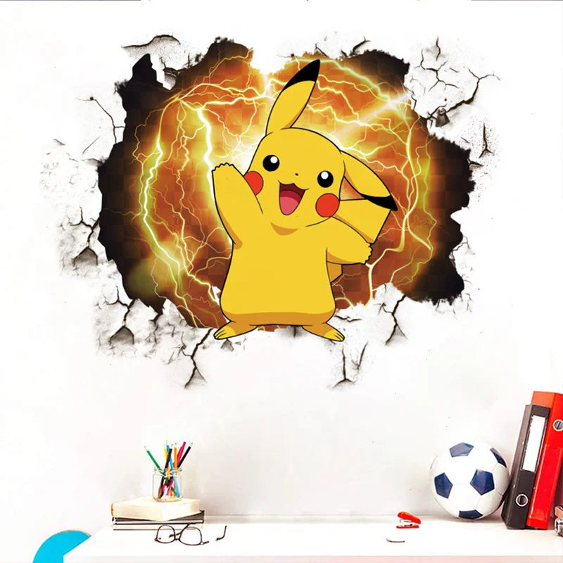 Autocollant Mural Grand Pikachu - Décoration Festive Pokémon