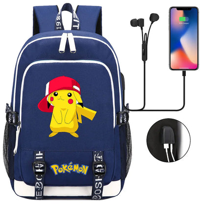 Pikachu Pokemon Rucksack mit USB - ideal für Laptops und für die Schule kaufen