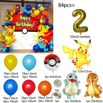 Ensemble de Décoration d'Anniversaire Pokémon - 84 Pièces Festives