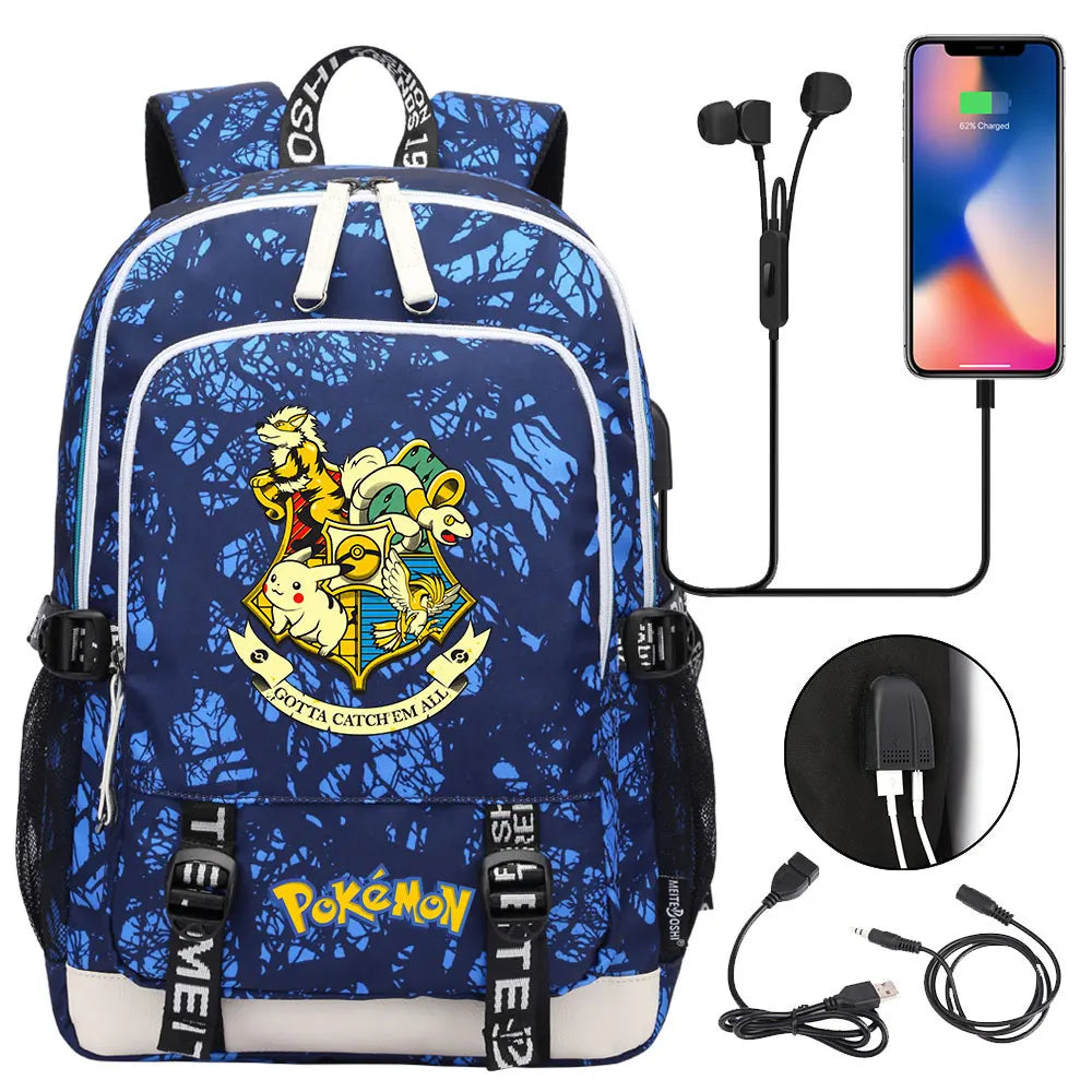 Pikachu Pokemon Rucksack mit USB - ideal für Laptops und für die Schule kaufen