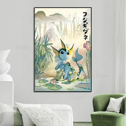 Affiche Artistique en Toile Pokémon Japonais