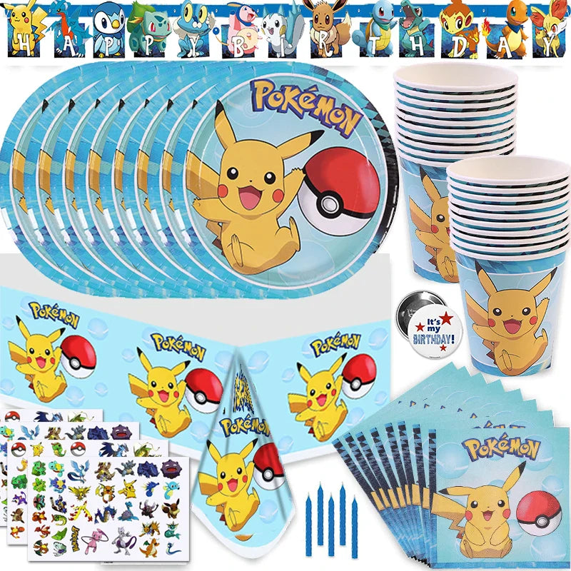 Set de Vaisselle Pokémon Festif pour Anniversaire - 79 Pièces