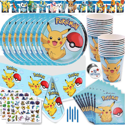 Set de Vaisselle Pokémon Festif pour Anniversaire - 79 Pièces