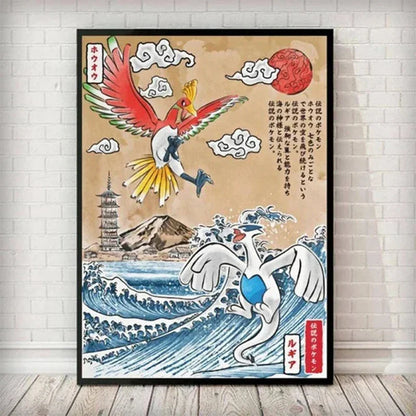 Affiche Pokémon Art Japonais – Motifs Uniques et Étonnants