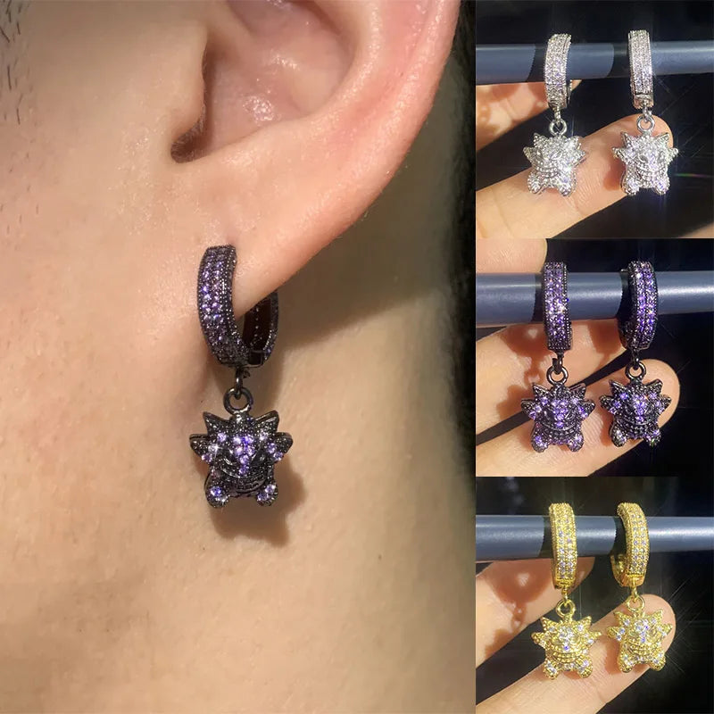 Boucles d'Oreilles Gengar Élégantes et Mystiques