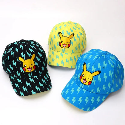 Casquette de baseball Pikachu pour enfants - Bleu, Jaune ou Noir