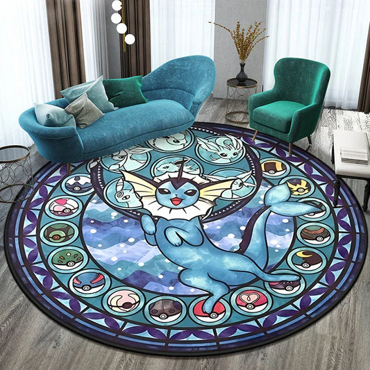 Tapis Rond Pokémon – Motifs Évoli, Aquana, Pokeball et Plus