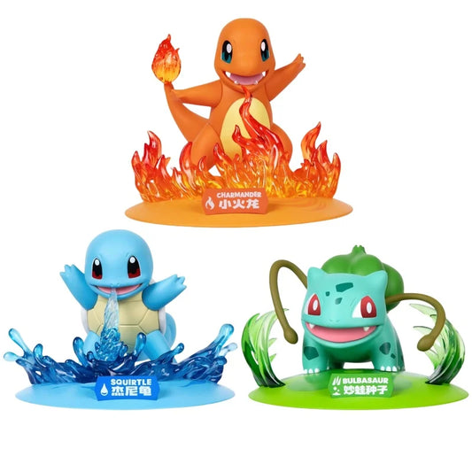 Figurines Colorées des Starter-Pokémon Glumanda, Schiggy et Bisasam (12-14 cm)