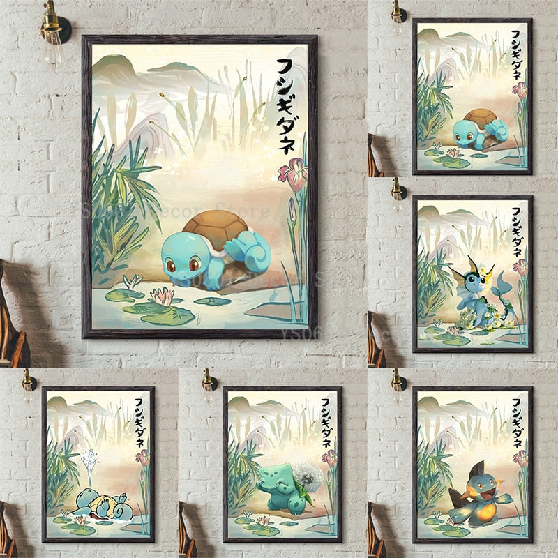 Affiche Artistique en Toile Pokémon Japonais