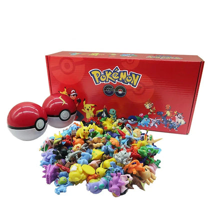 Ensemble de 144 Figurines Pokémon avec 2 Pokéballs dans Boîte Cadeau