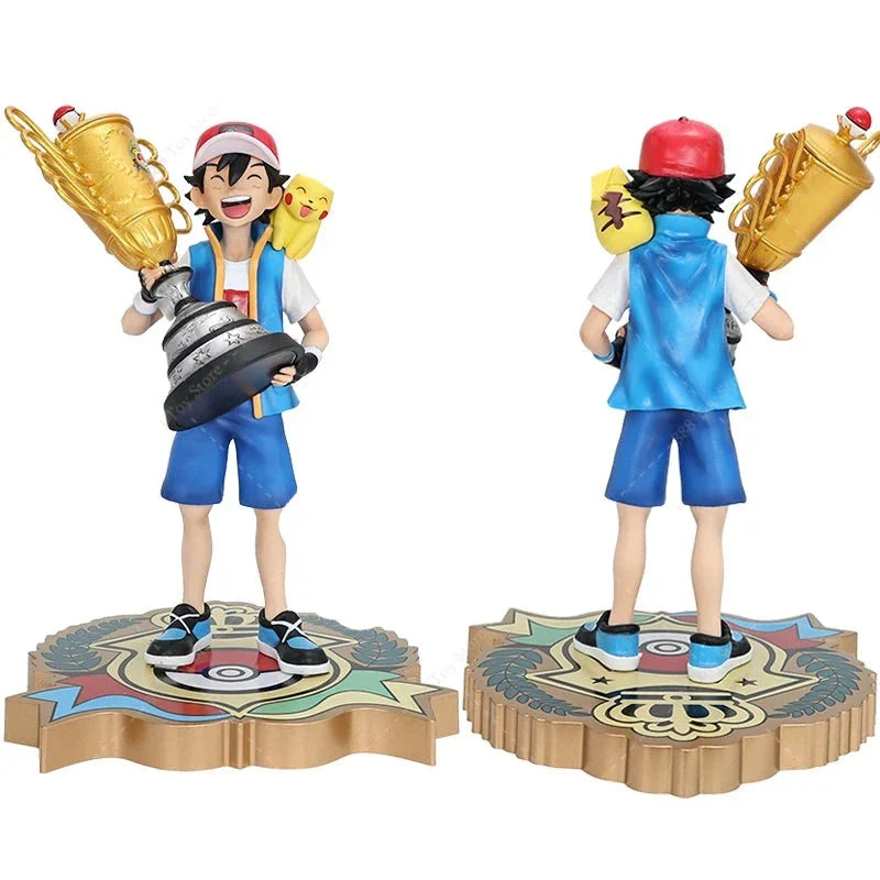 Figurine Ash Ketchum avec Trophée et Pikachu - 26 cm