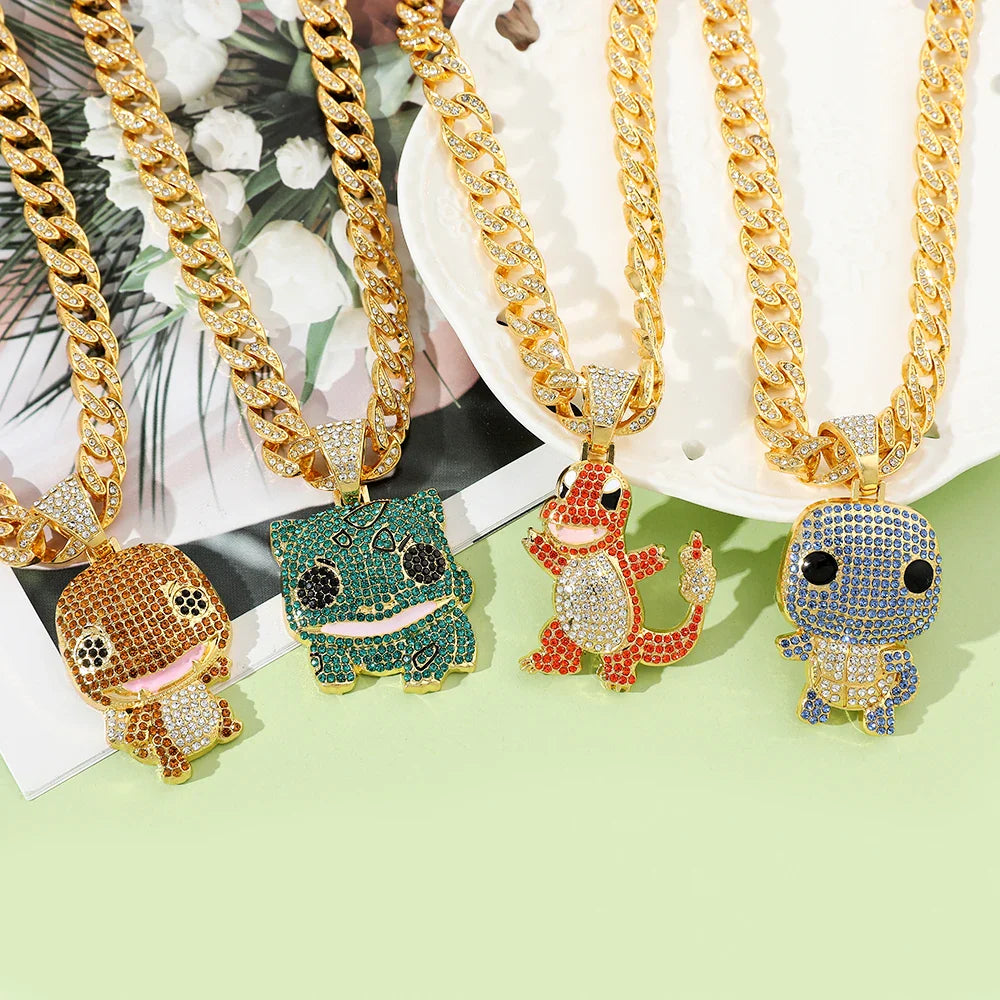 Chaîne Hiphop Pokémon Éclatante avec Pendentifs Éblouissants