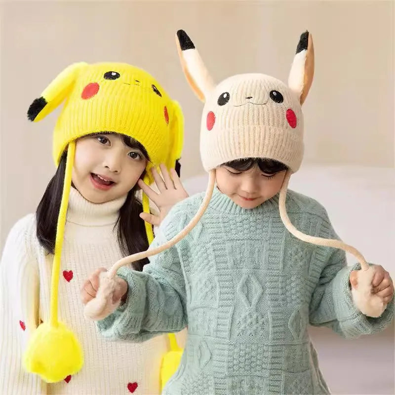 Bonnets d'hiver Pokémon avec pompons pour enfants