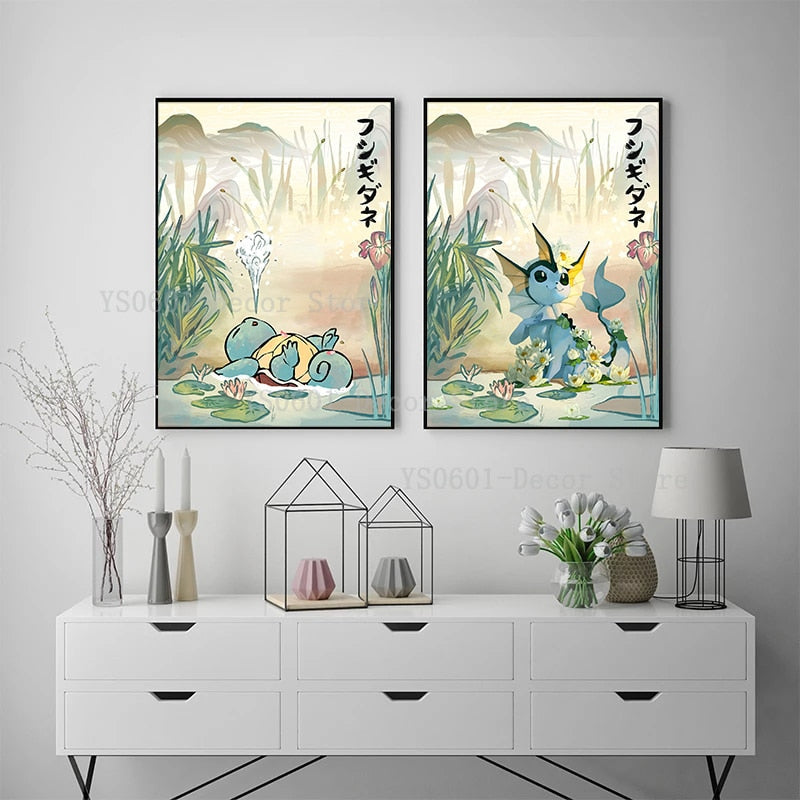 Affiche Artistique en Toile Pokémon Japonais