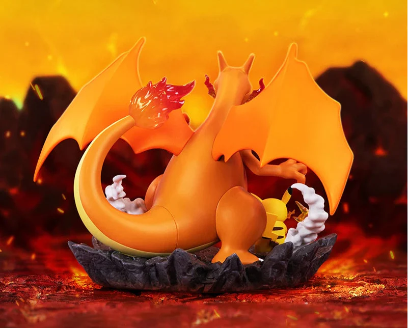 Statue Glurak Charizard avec Pikachu - Force et Amitié en Émotion