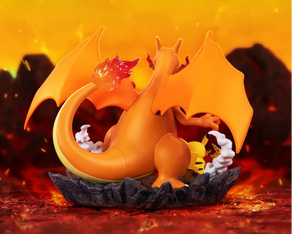 Statue Glurak Charizard avec Pikachu - Force et Amitié en Émotion