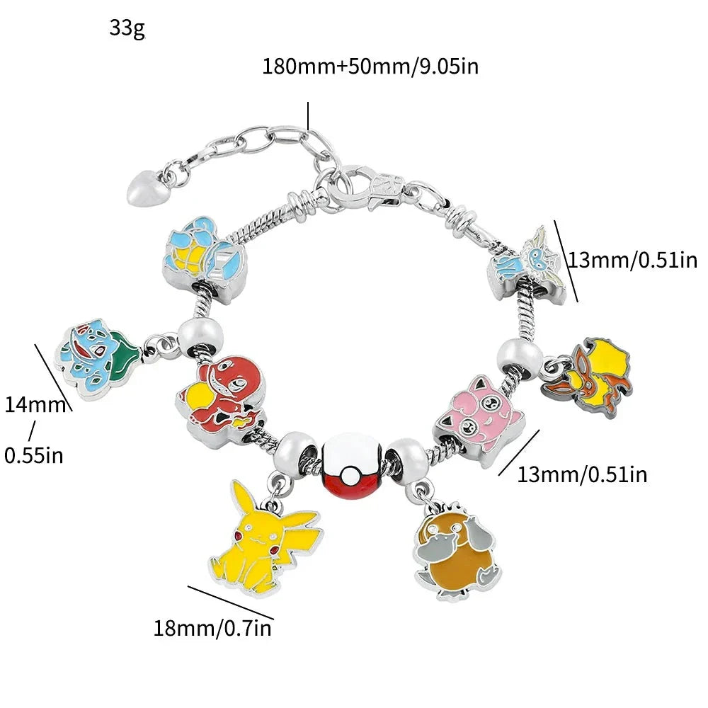 Bracelet Charmant Pokémon Anime avec Pendentifs Kawai