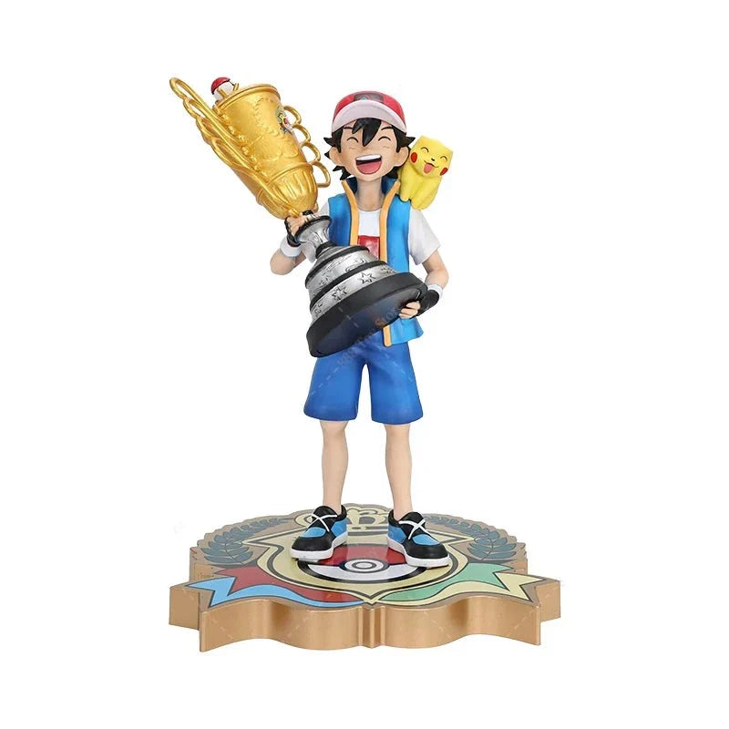 Figurine Ash Ketchum avec Trophée et Pikachu - 26 cm